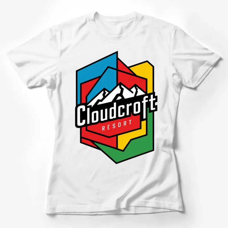 Cloudcroft Resort Graphic T-Shirt, Colorful Mountain Logo Tee, Retro Style Outdoor Adventure Apparel Female T-Shirt