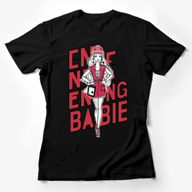 Engineering Barbie Graphic T-Shirt, Red and White Feminine Engineer Illustration, Unique Gift for Women in STEM Female T-Shirt