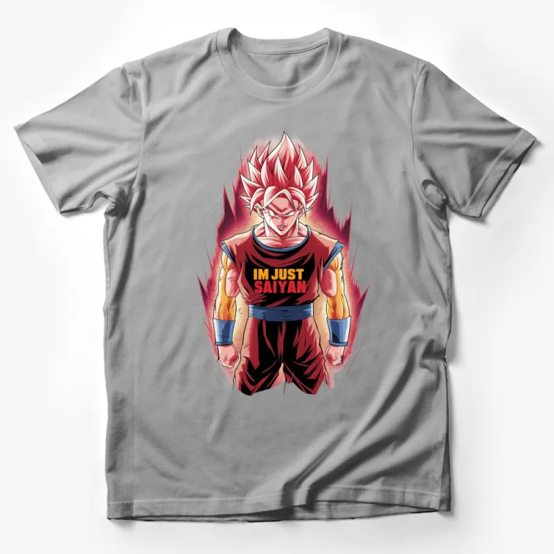 Super Saiyan Red Hair Anime T-Shirt, I'm Just Saiyan Graphic Tee, Manga Fan Gift, Unisex Adult Clothing Male T-Shirt