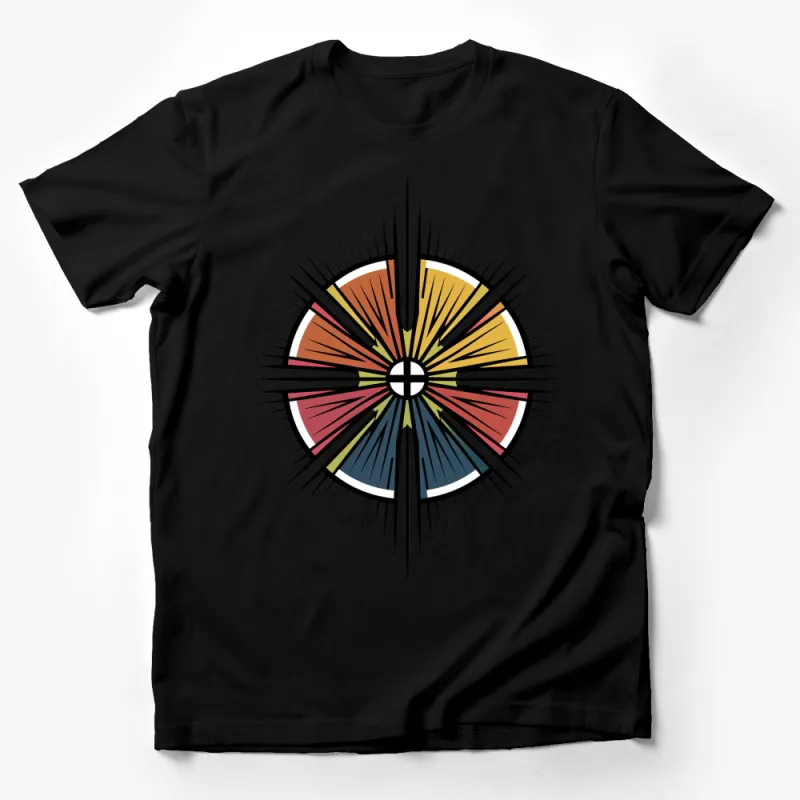 Colorful Compass Starburst Design T-Shirt, Graphic Tee for Men and Women, Casual Wear Art Shirt Male T-Shirt