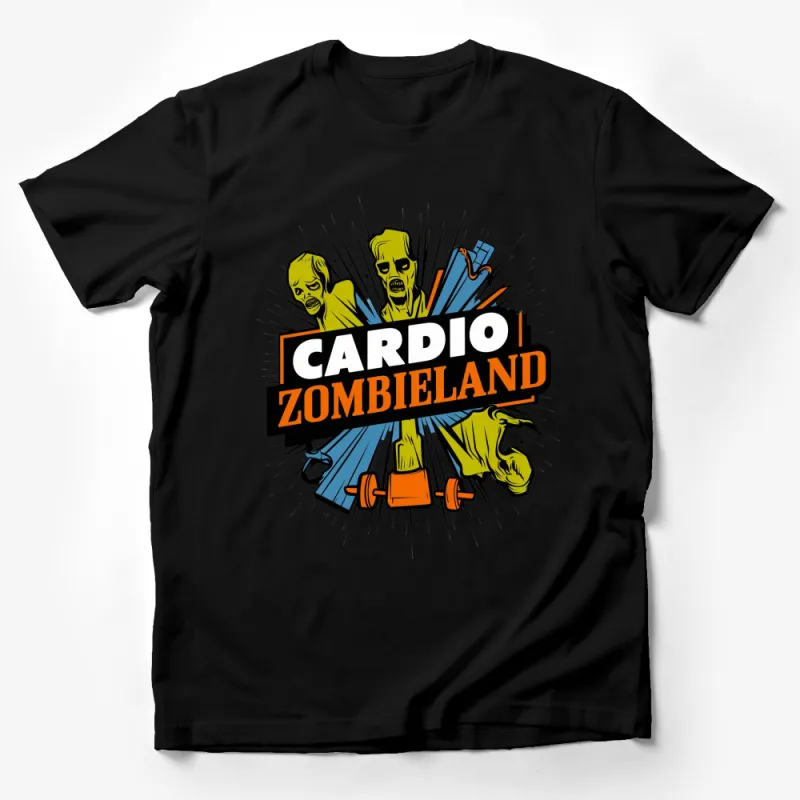 Cardio Zombieland T-Shirt, Zombie Running Workout Design Graphic Tee, Fitness Humor Apparel Male T-Shirt