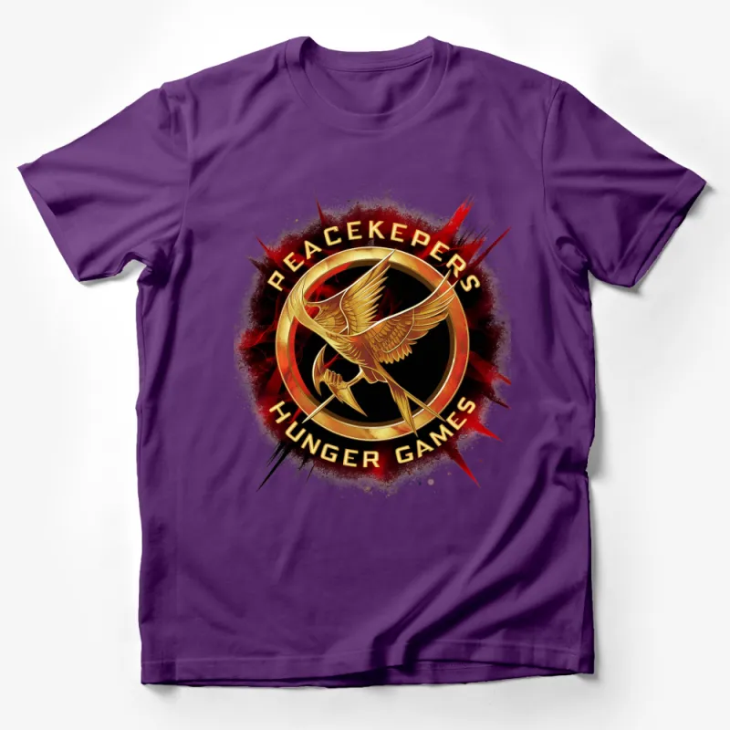 Hunger Games Peacekeepers Logo T-Shirt, Red Black Splatter Design, Movie Fan Apparel Male T-Shirt