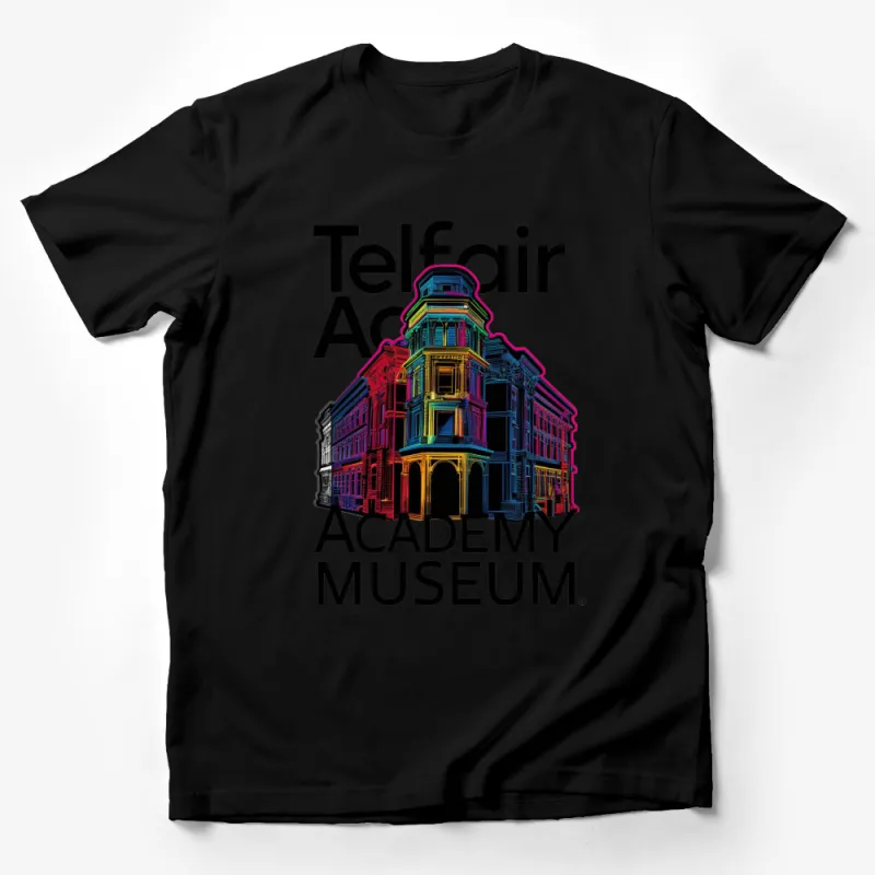 Telfair Academy Museum Neon Art T-Shirt, Vibrant Architectural Graphic Tee, Colorful Building Unisex Shirt Male T-Shirt