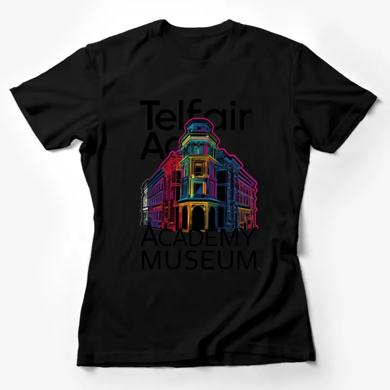 Telfair Academy Museum Neon Art T-Shirt, Vibrant Architectural Graphic Tee, Colorful Building Unisex Shirt Female T-Shirt