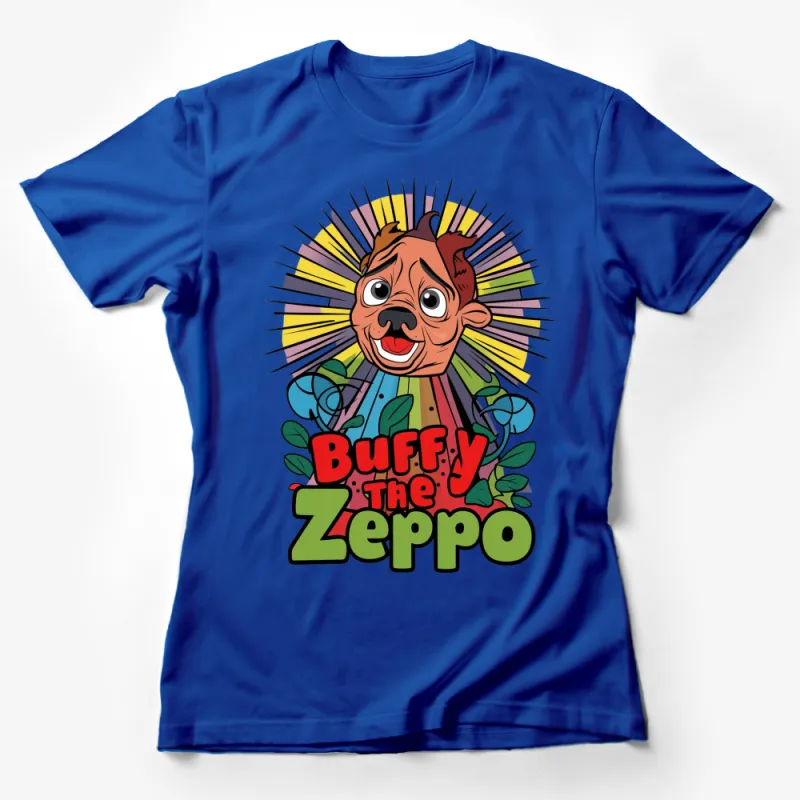 Buffy The Zeppo Cartoon Dog T-Shirt, Colorful Vintage Fan Art Tee, Retro TV Show Inspired Casual Wear Female T-Shirt