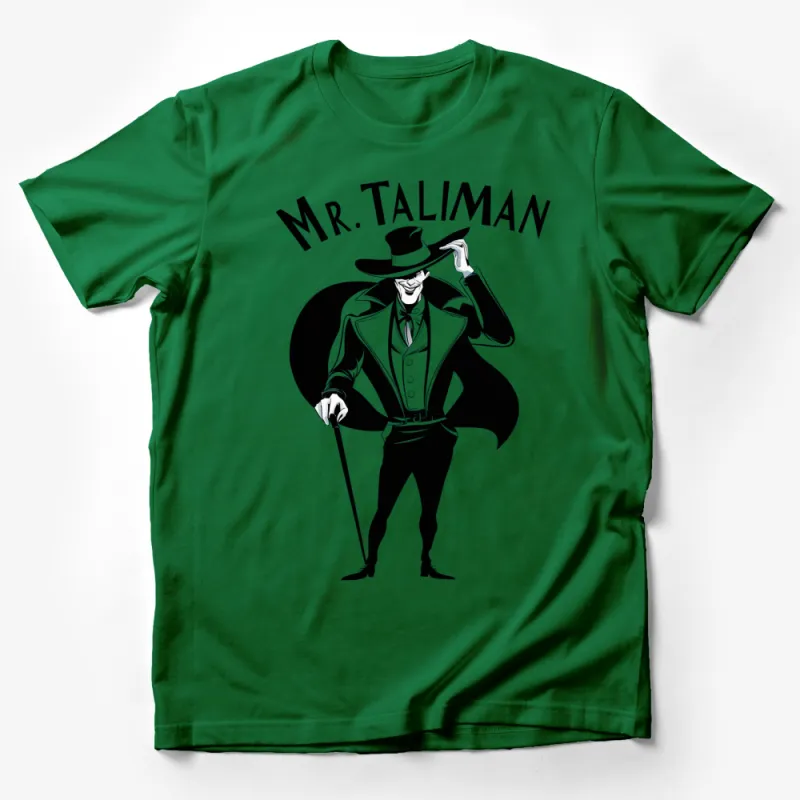 Mr. Taliman Vintage Style Graphic T-Shirt, Elegant Gentleman with Hat and Cane Design, Unique Fashion Tee Male T-Shirt