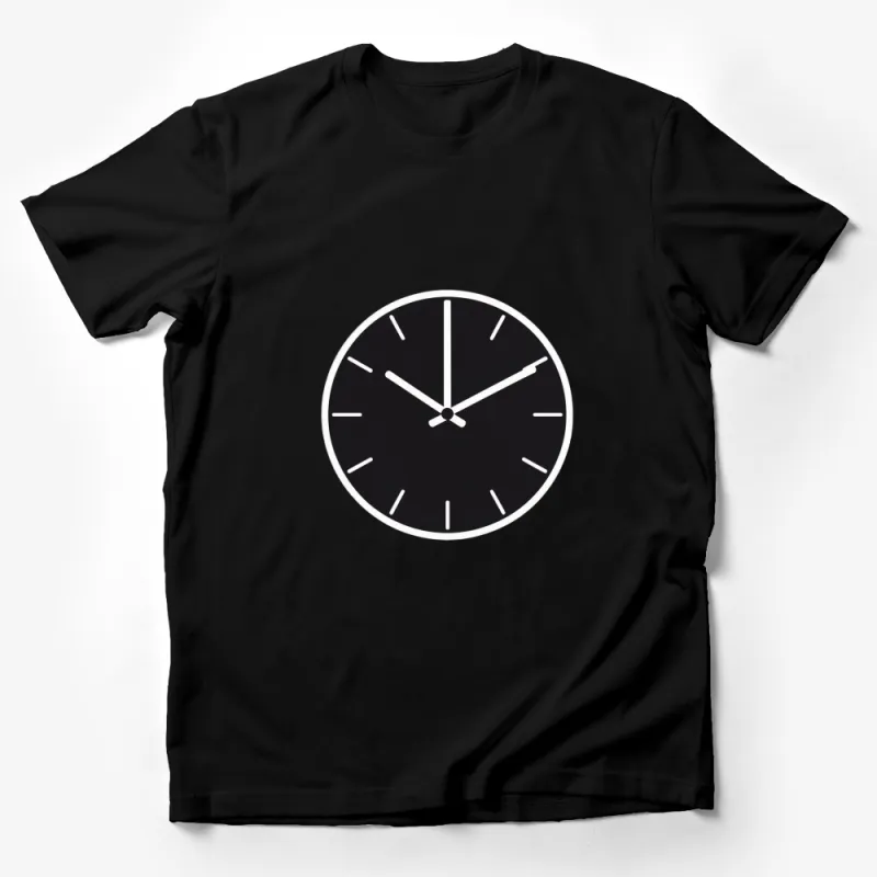 Minimalist Black and White Clock Design T-Shirt, Unisex Graphic Tee, Time Concept Apparel Male T-Shirt