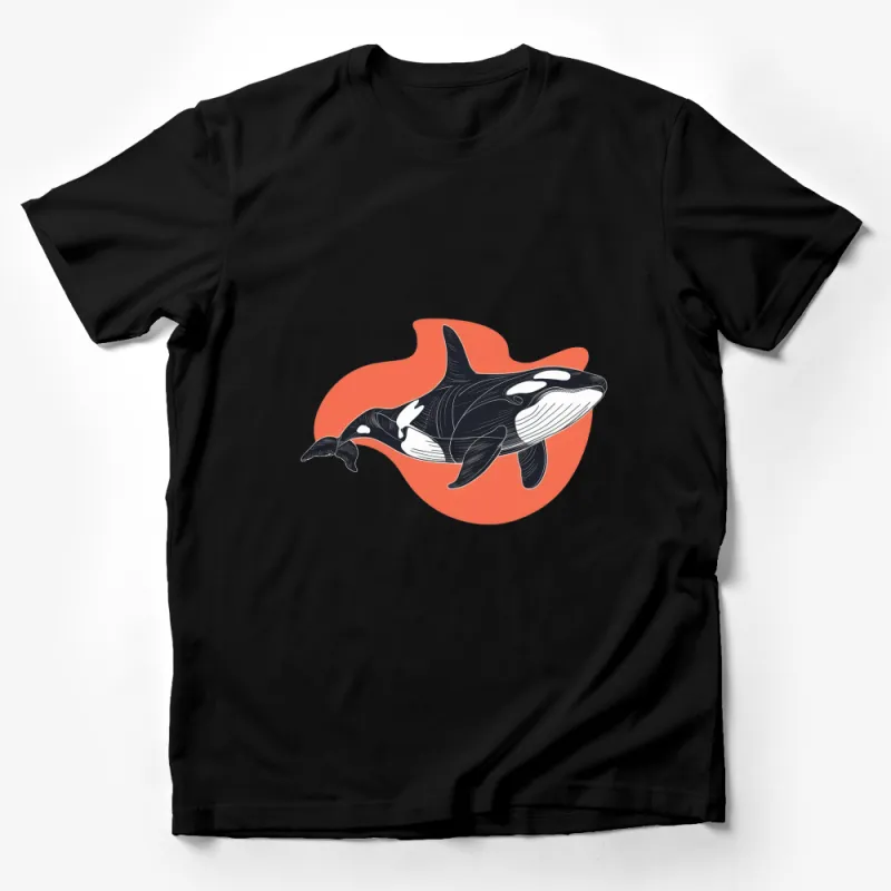 Orca Whale Graphic T-Shirt, Ocean Lover Tee, Unique Black and White Killer Whale Design Male T-Shirt