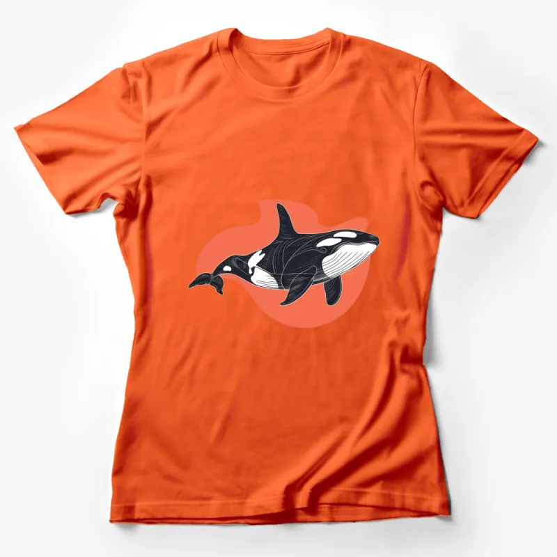 Orca Whale Graphic T-Shirt, Ocean Lover Tee, Unique Black and White Killer Whale Design Female T-Shirt