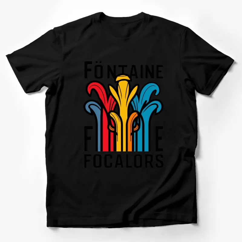 Colorful Abstract Fountain Graphic T-Shirt, Bold Fontaine Focalors Design, Unisex Adult Clothing Male T-Shirt