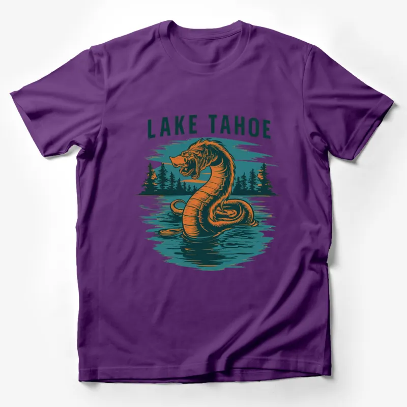 Lake Tahoe Retro Monster Graphic T-Shirt, Vintage Sea Creature Design, Unisex Apparel Male T-Shirt