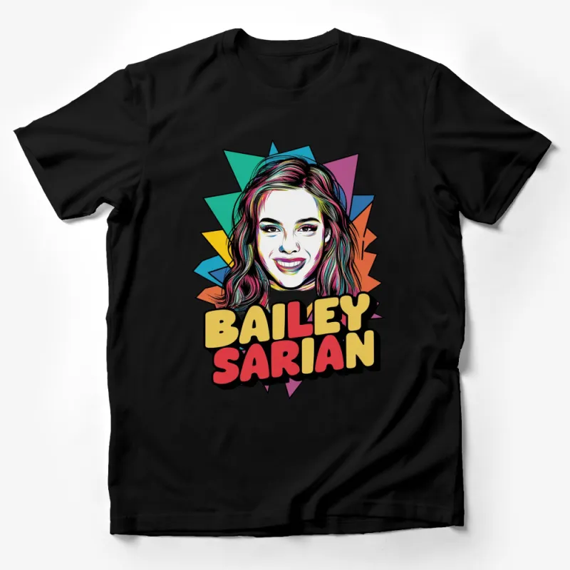 Colorful Pop Art Style Bailey Sarian Graphic T-Shirt, Stylish Modern Casual Wear, Unique Fashion Top Male T-Shirt