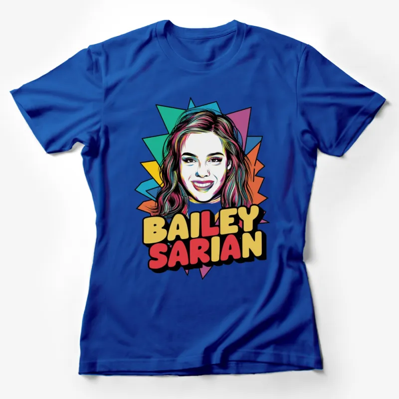 Colorful Pop Art Style Bailey Sarian Graphic T-Shirt, Stylish Modern Casual Wear, Unique Fashion Top Female T-Shirt