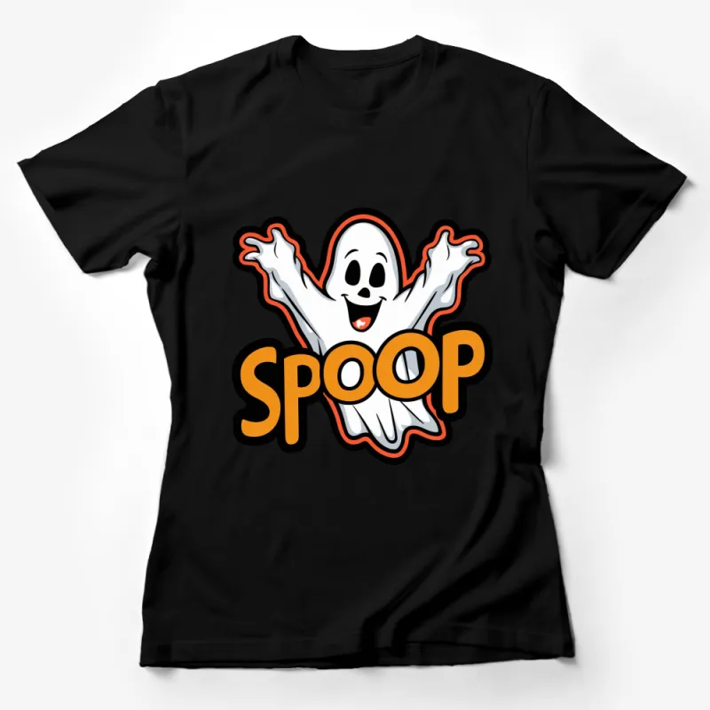 Spooky Ghost Cartoon T-Shirt SPOOP, Cute Halloween Apparel, Unisex Graphic Tee for All Ages Female T-Shirt