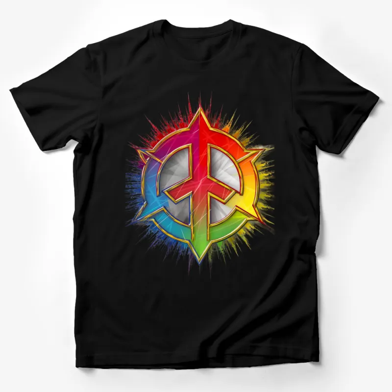 Colorful Abstract Starburst Design T-Shirt, Unisex Graphic Tee, Modern Art Fashion Male T-Shirt