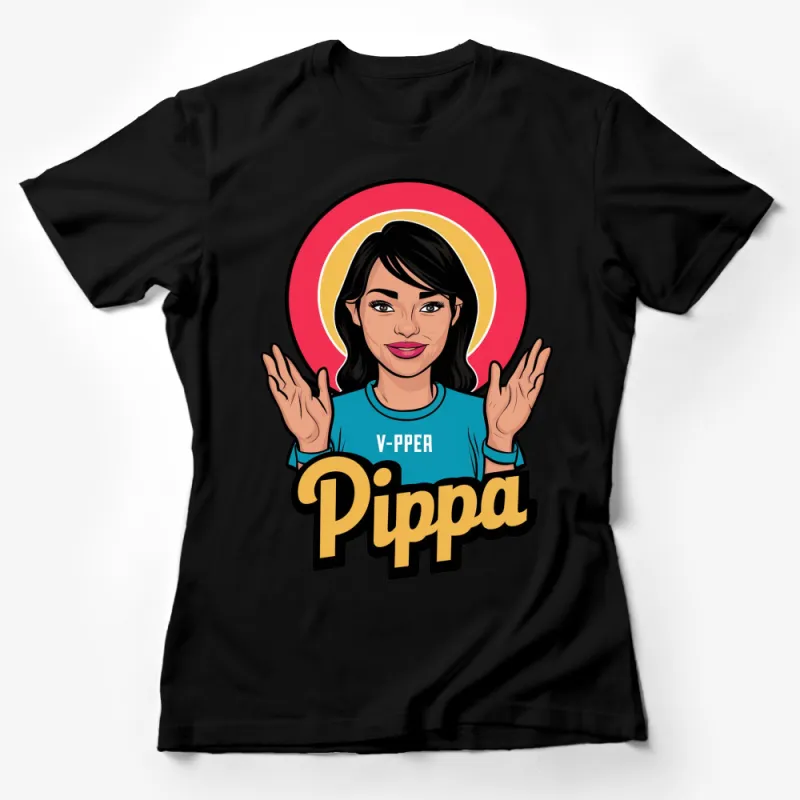 Pippa Comic Style Vibrant Pop Art T-Shirt, Bold Fashion Women Tee, Unique Graphic Design Top Female T-Shirt