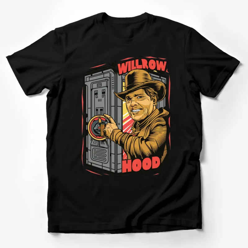 Willrow Hood Retro T-Shirt, Vintage Sci-Fi Graphic Tee, Unique Movie Inspired Design, Unisex Top Male T-Shirt