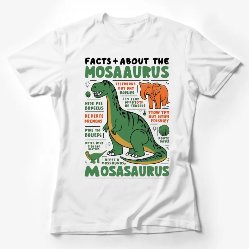 Fun Mosasaurus Facts Dinosaur T-Shirt, Colorful Educational Graphic Tee for Kids and Adults Female T-Shirt