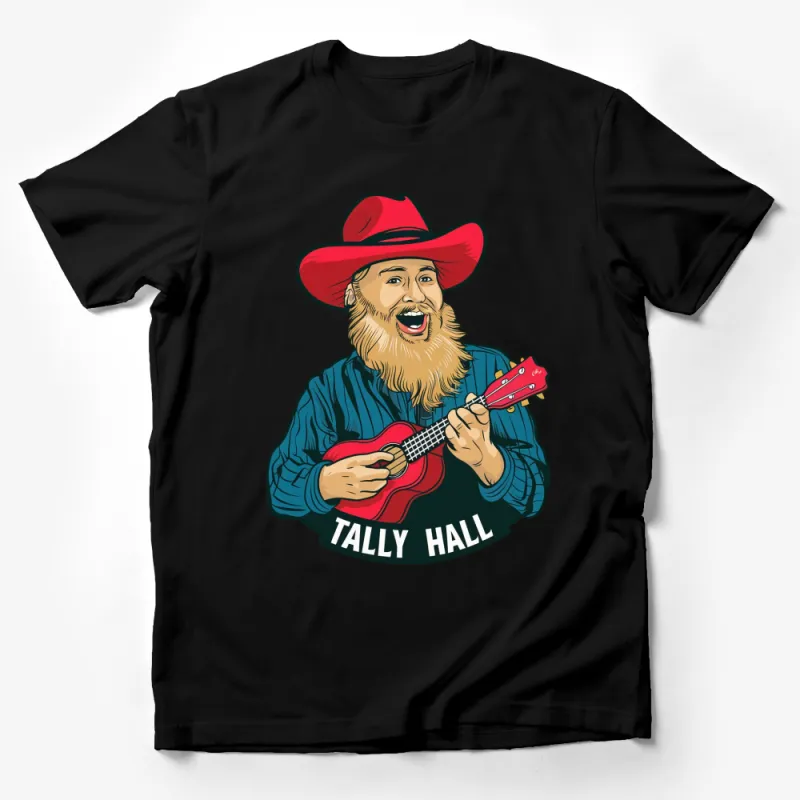 Tally Hall Inspired Red Hat Ukulele Player Graphic T-Shirt, Musician Tee, Unique Gift For Music Lovers Male T-Shirt