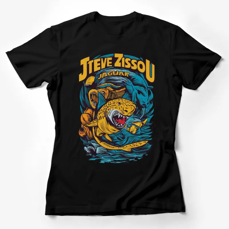 Steve Zissou Jaguar Themed T-Shirt, Movie Inspired Graphic Tee, Unique Animal Design, Vintage Style Female T-Shirt