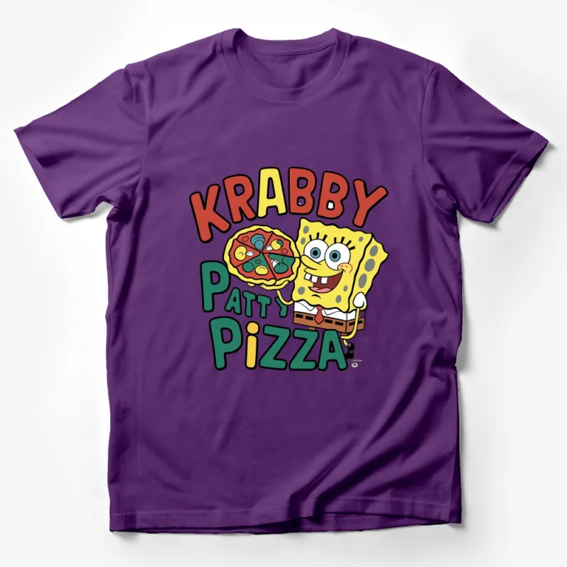 SpongeBob SquarePants Krabby Patty Pizza T-Shirt, Fun Cartoon Graphic Tee, Unisex Kids and Adult Sizes Male T-Shirt