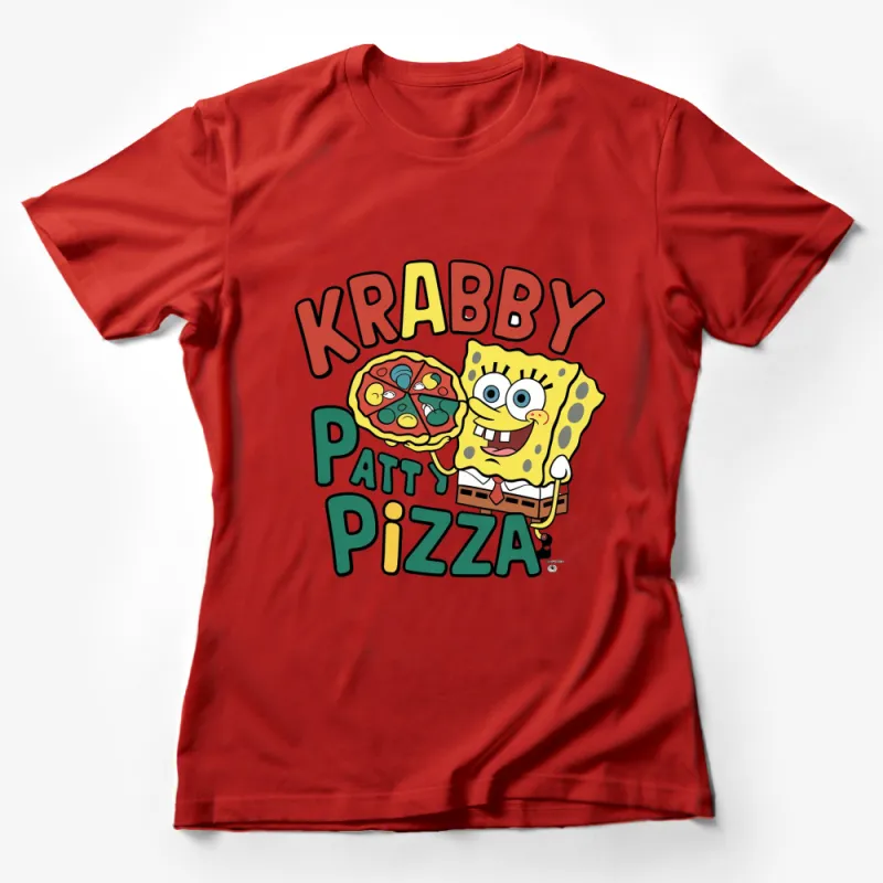 SpongeBob SquarePants Krabby Patty Pizza T-Shirt, Fun Cartoon Graphic Tee, Unisex Kids and Adult Sizes Female T-Shirt