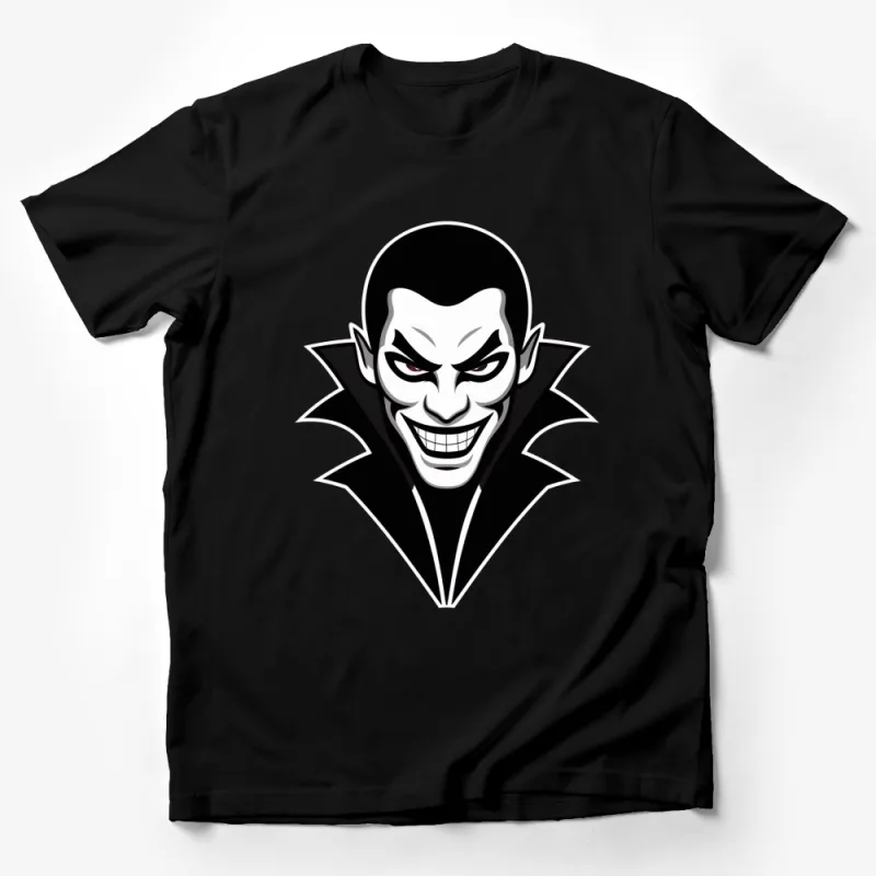 Gothic Vampire Face Graphic Tee, Men's Dark Fantasy Shirt, Stylish Horror T-Shirt, Streetwear Fashion Male T-Shirt