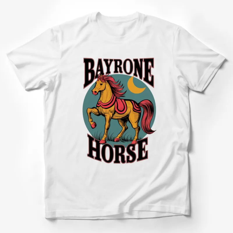 Vintage Bayrone Horse T-Shirt, Retro Equestrian Graphic Tee, Moon and Horse Print, Unisex Shirt Male T-Shirt