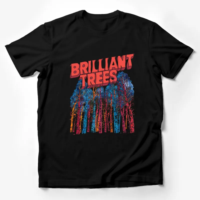 Brilliant Trees Colorful Forest Graphic Tee, Artistic Nature Design T-Shirt, Unique Outdoors Apparel Male T-Shirt