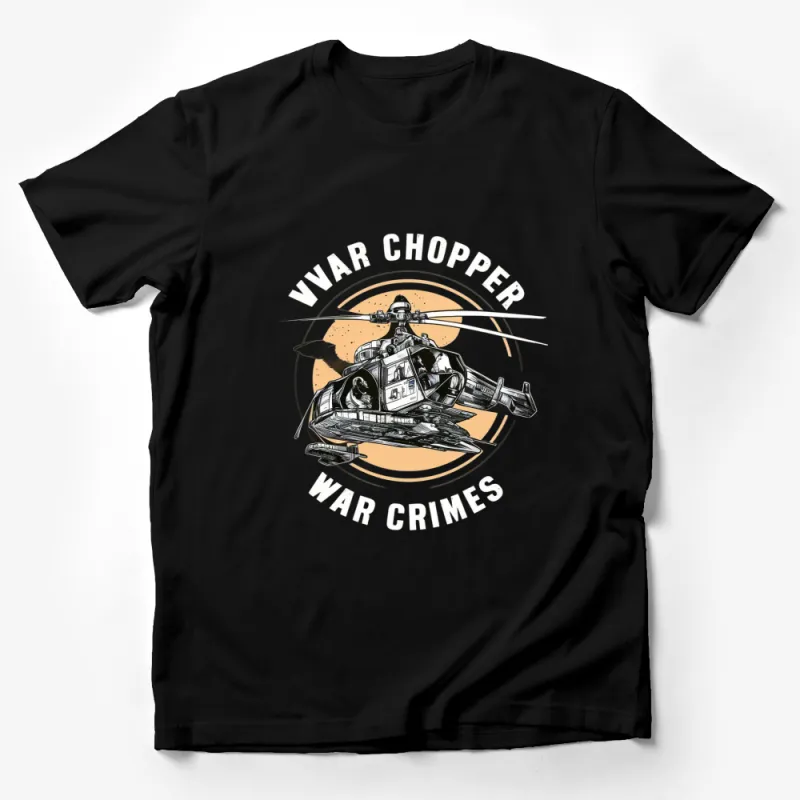 War Chopper Helicopter Graphic T-Shirt, Military Helicopter Tee, War Crimes, Bold Graphic Shirt, Unique Military Apparel Male T-Shirt