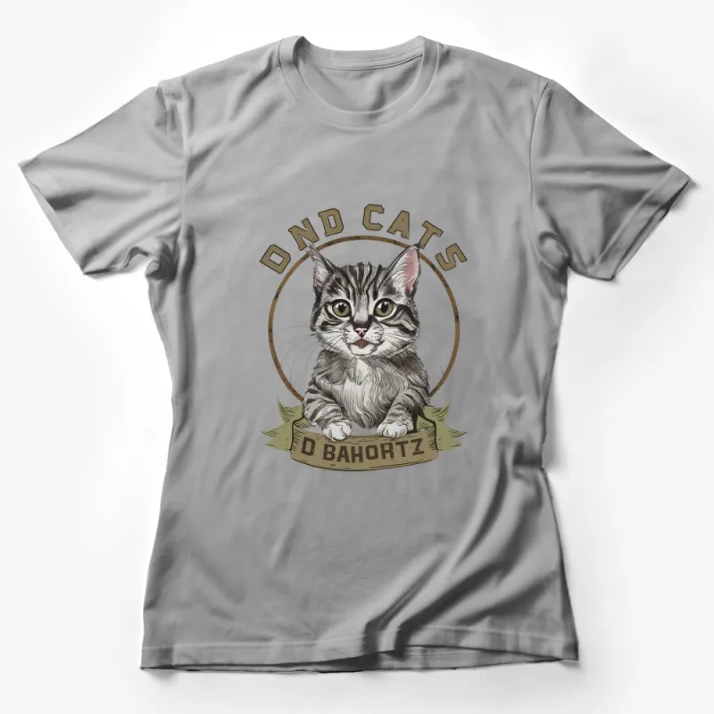 DND Cats O Bahortz Tabby Cat Graphic T-Shirt, Fantasy Game Lover Cat Tee, Unique Cat Lover Gift Idea Female T-Shirt