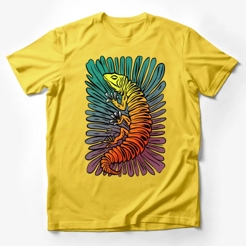 Colorful Gecko Lizard Graphic T-Shirt, Tropical Art Print, Unisex Casual Wear, Unique Animal Design Tee Male T-Shirt