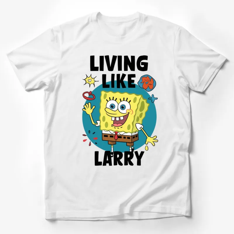 SpongeBob SquarePants T-Shirt, Living Like Larry Cartoon Tee, Fun Men's and Women's Casual Top Male T-Shirt