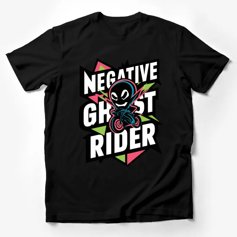 Negative Ghost Rider T-Shirt, Bold Graphic Tee, Colorful Retro Style Shirt, Unique Gift Idea Male T-Shirt