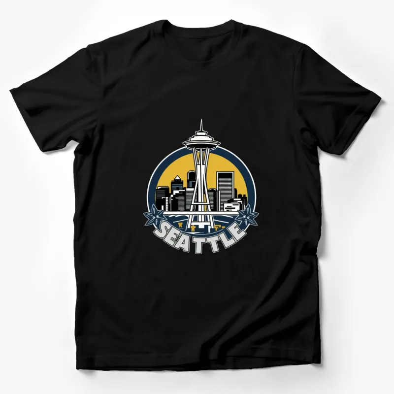 Seattle Skyline T-Shirt, Space Needle Graphic, Cityscape Tee, Casual Wear for Men and Women Male T-Shirt