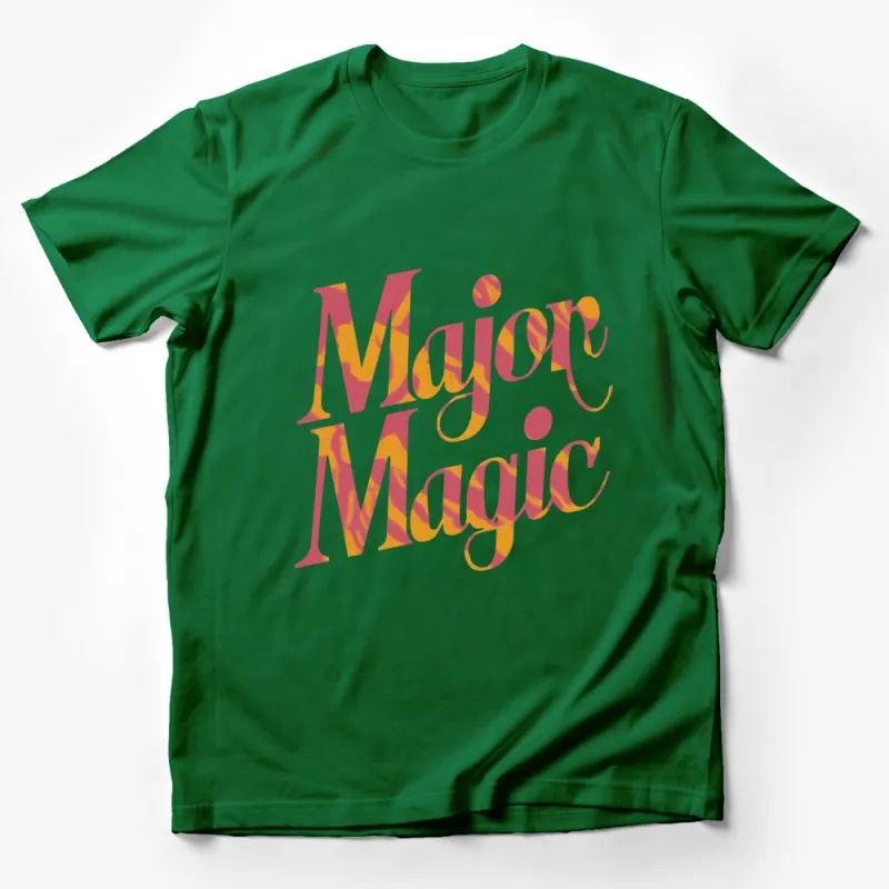 Major Magic Retro Style T-Shirt, Bold Text Graphic Tee, Vintage-Inspired Fashion Top Male T-Shirt