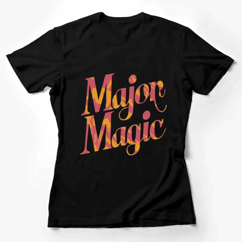 Major Magic Retro Style T-Shirt, Bold Text Graphic Tee, Vintage-Inspired Fashion Top Female T-Shirt