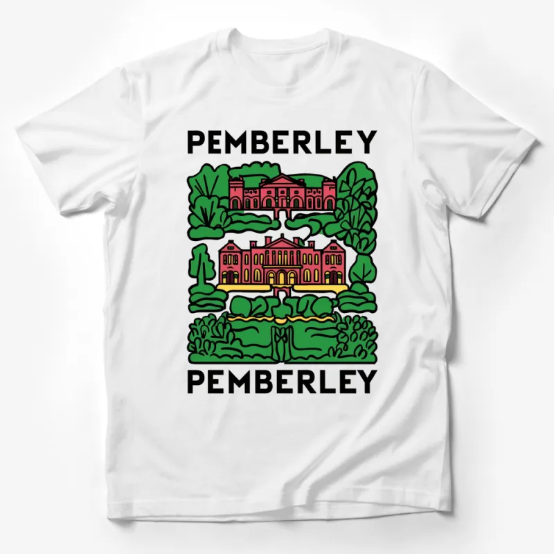 Pemberley Manor House Graphic T-Shirt, Classic Literature Inspired, Vibrant Colorful Home Design, Unisex Tee Male T-Shirt