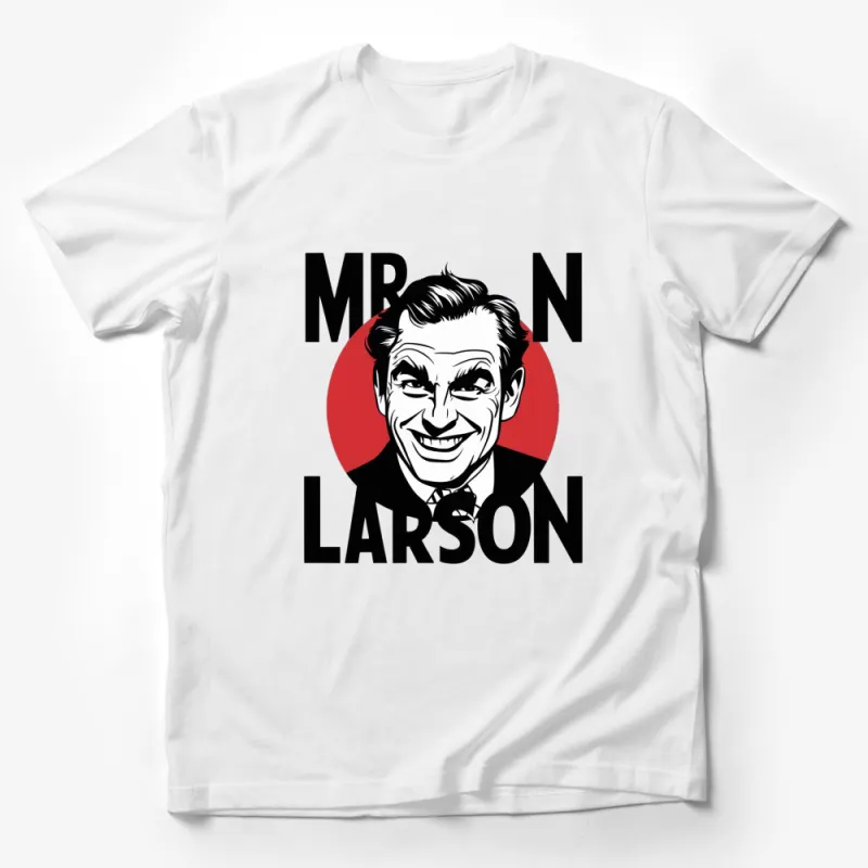 Classic Mr. Larson Graphic T-Shirt, Vintage Comic Style, Bold Red and Black Tee, Unisex Fit Male T-Shirt