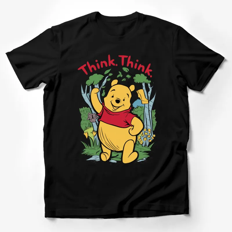 Winnie the Pooh Inspired T-Shirt Think Think Thoughtful Quote Graphic Tee, Unisex Cotton Shirt for All Ages Male T-Shirt