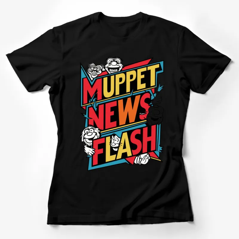 Muppet News Flash Graphic T-Shirt, Vintage Comic Style, Colorful Cartoon, Unisex Tee Female T-Shirt