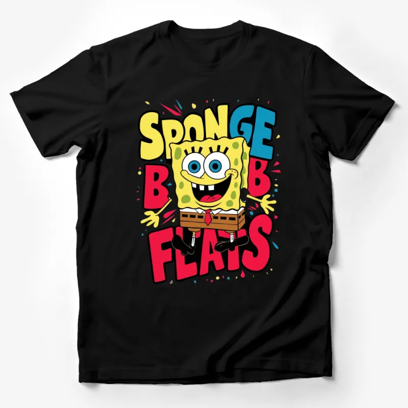 SpongeBob SquarePants Graphic T-Shirt, Colorful Cartoon Character Tee, Kids and Adults Casual Wear Male T-Shirt