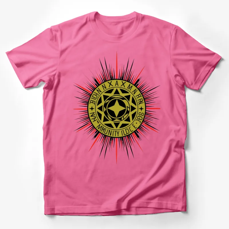 Geometric Star Design T-Shirt, Black and Gold Circle with Star, Unisex Tee Male T-Shirt