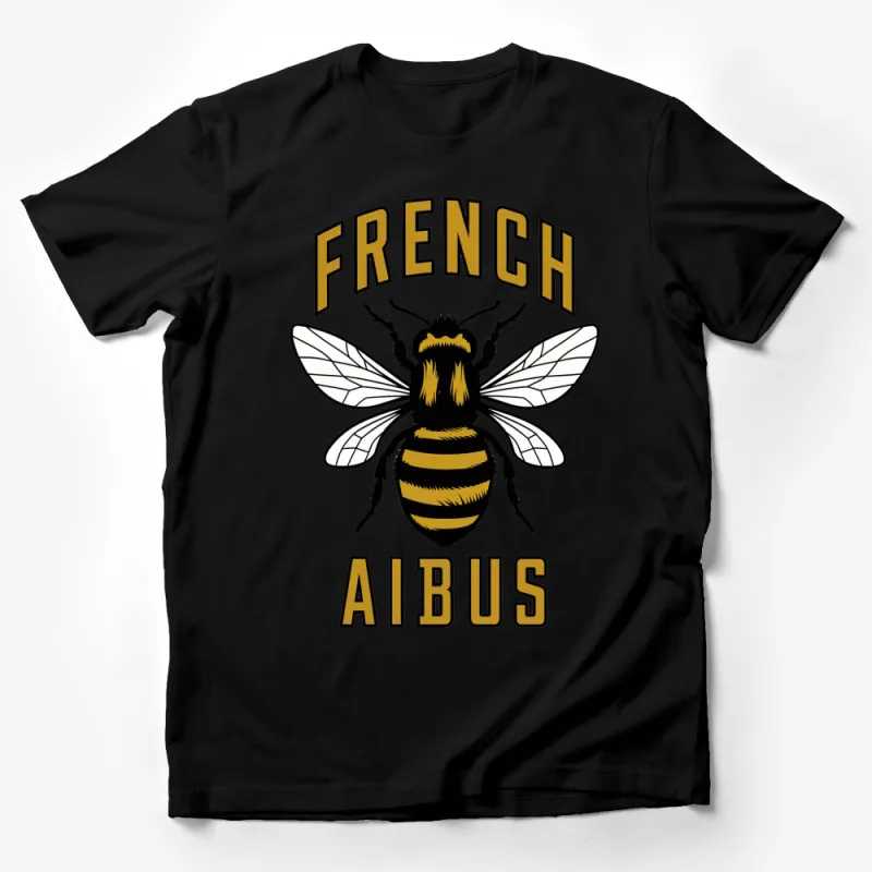 French Aibus Bee Graphic T-Shirt, Yellow and Black Bee Design, Nature Inspired Casual Wear, Unisex Tee Male T-Shirt