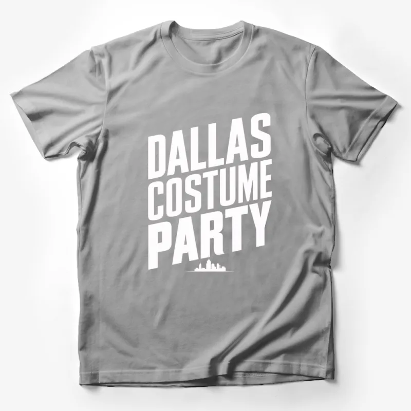 Dallas Costume Party T-Shirt, Bold White Text, Black Tee, Urban City Skyline Design, Unisex Party Wear Male T-Shirt