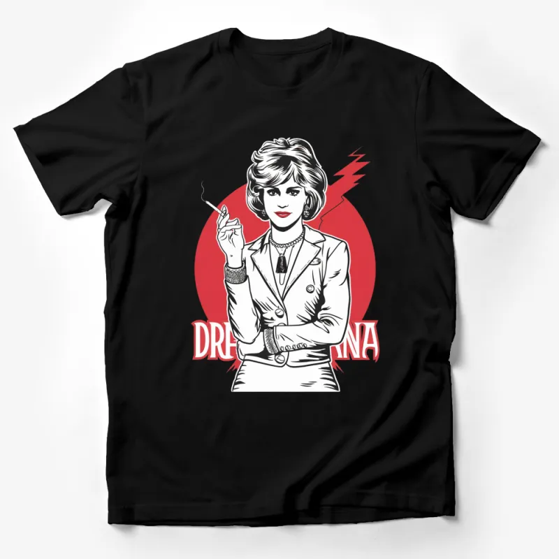 Vintage Dr. Nina Graphic T-Shirt, Retro Style Comic Design, Bold Red and Black Tee Male T-Shirt