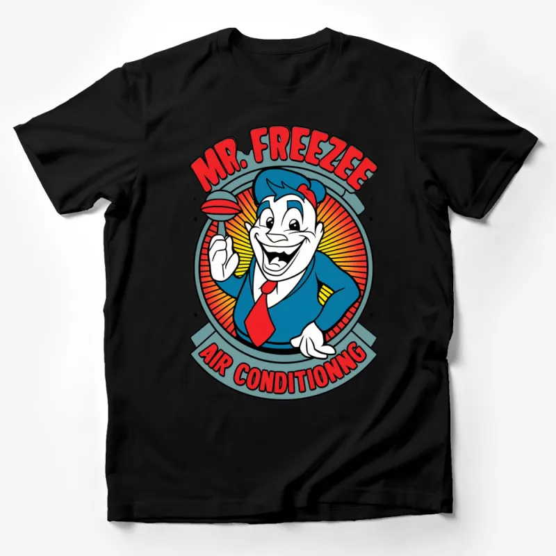 Mr. Freeze Air Conditioning Retro Cartoon T-Shirt, Vintage Comic Style, Cool Summer Tee, Unique Graphic Shirt Male T-Shirt