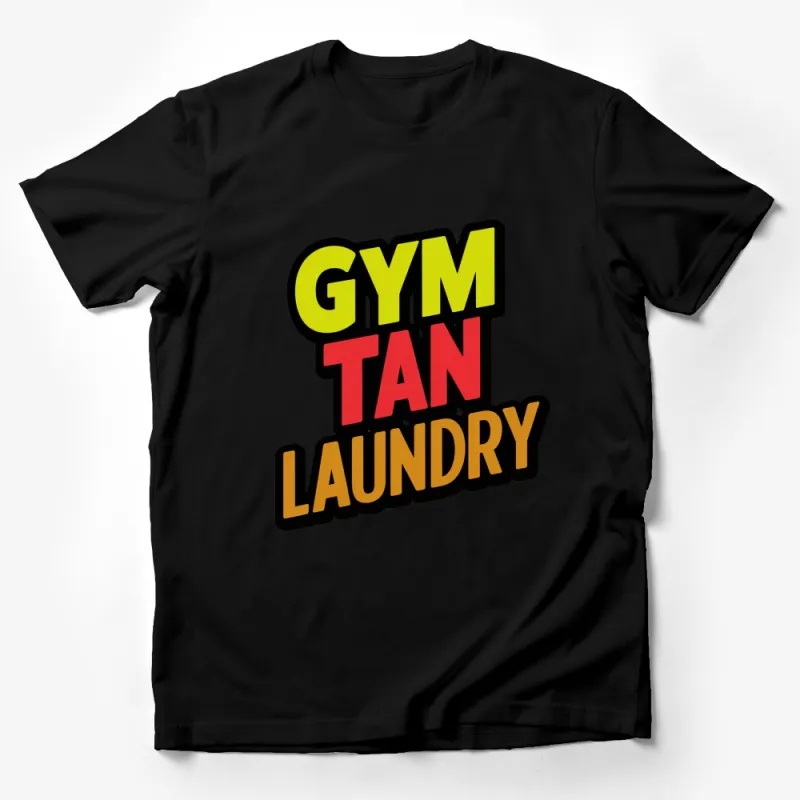 Gym Tan Laundry Bold Text Graphic T-Shirt, Bright Red Yellow Black, Casual Streetwear Top Male T-Shirt