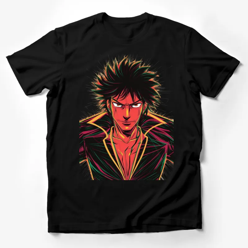 Anime Character T-Shirt, Colorful Manga Style Graphic Tee, Unisex Fan Art, Vibrant Casual Wear Male T-Shirt