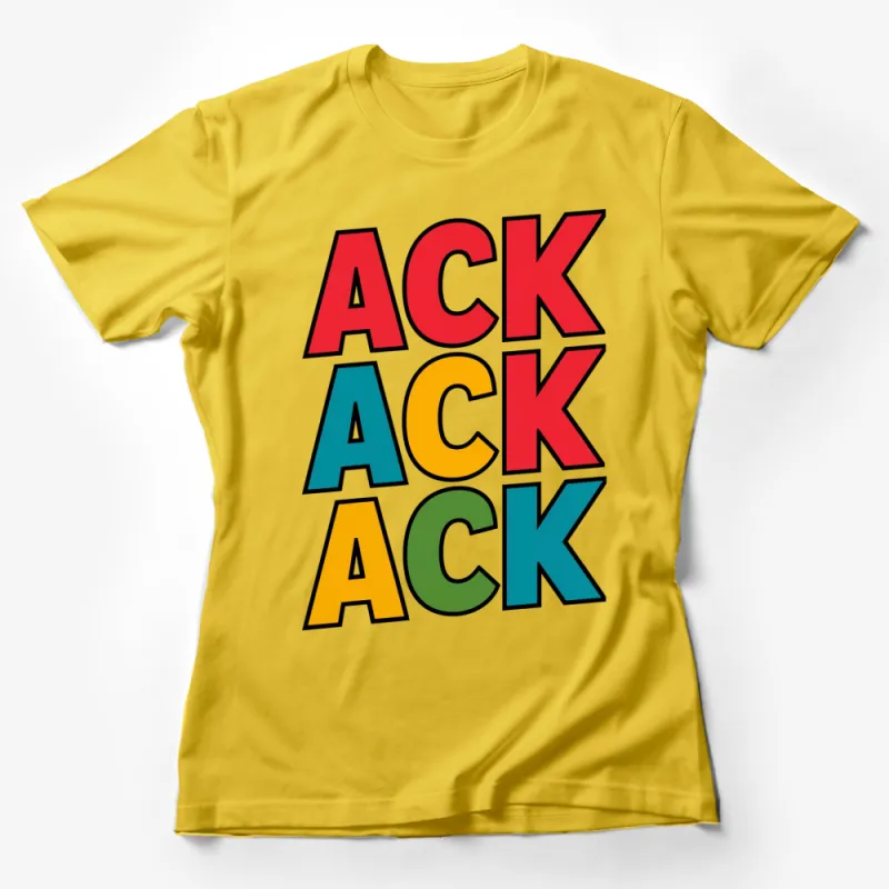 Colorful Retro Style ACK ACK Graphic T-Shirt, Vintage Comic Art Design, Unisex Tee Female T-Shirt